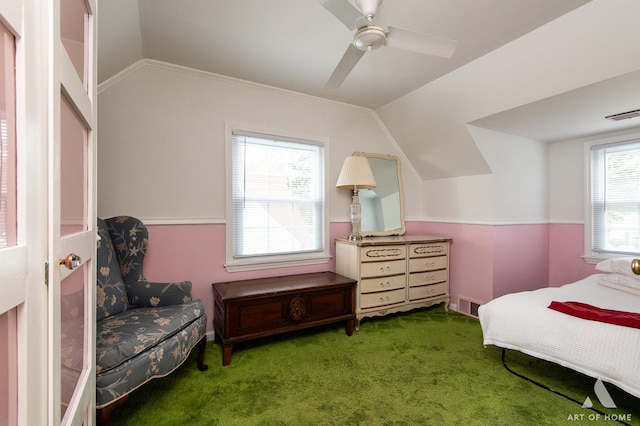 421 W Verret St, Elmhurst, IL 60126 - bedroom with lofted ceiling, carpet flooring, and ceiling fan