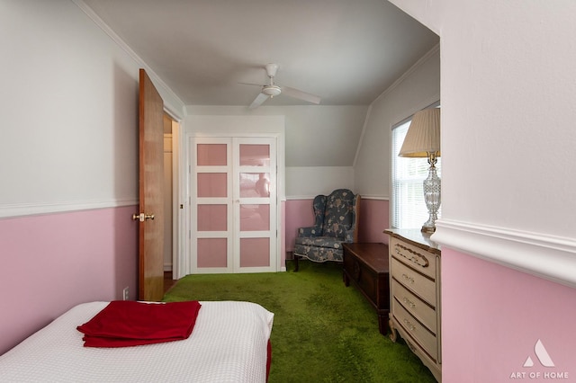 421 W Verret St, Elmhurst, IL 60126 - carpeted bedroom with ceiling fan and lofted ceiling
