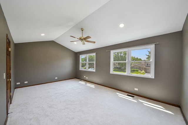 27W098 Walnut Dr, Winfield, IL 60190 - spare room with lofted ceiling, ceiling fan, and carpet floors