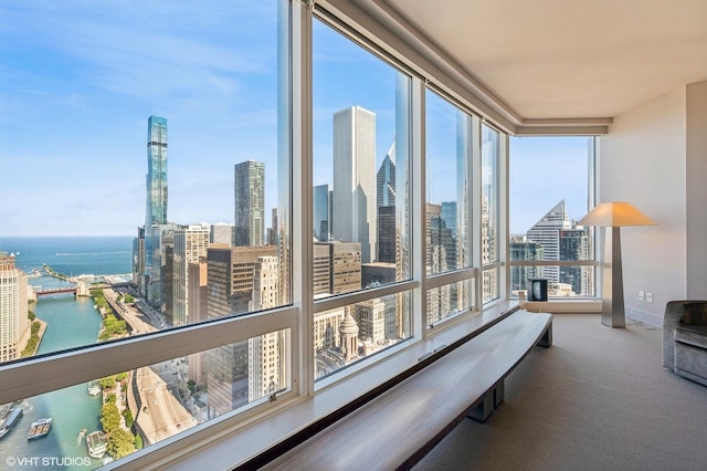 401 N Wabash Ave Unit 33K, Chicago, IL 60611 - sunroom / solarium with a water view, healthy amount of natural light, and a view of skyline
