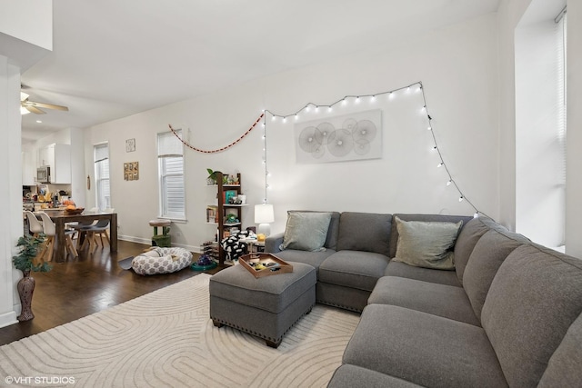 2076 N Campbell Ave, Chicago, IL 60647 - living area featuring wood finished floors and a ceiling fan