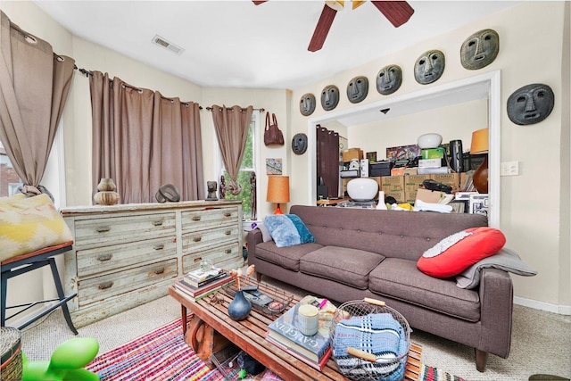 1516 E 74th Pl, Chicago, IL 60619 - living room featuring ceiling fan and carpet floors