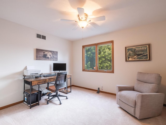 15955 Raintree Rd, Bloomington, IL 61705 - office area featuring light colored carpet and a ceiling fan