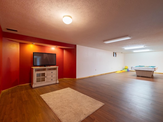 15955 Raintree Rd, Bloomington, IL 61705 - rec room with a textured ceiling, wood finished floors, and billiards table