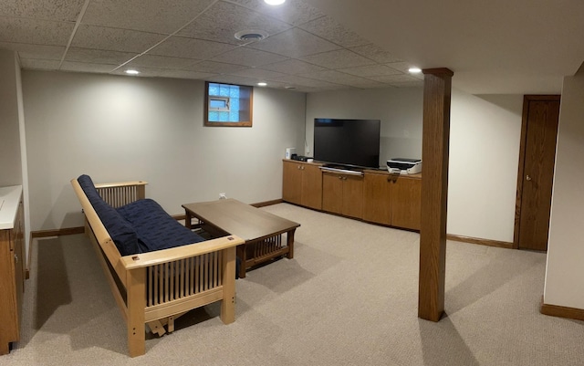 7641 W Hortense Ave, Chicago, IL 60631 - living area with light carpet, recessed lighting, and a drop ceiling
