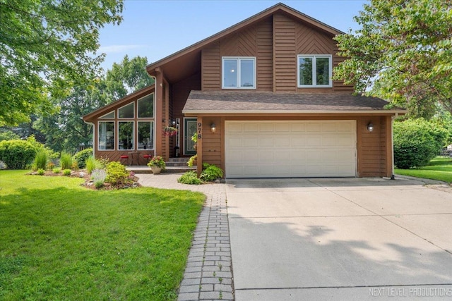 978 Merrimac Cir, Naperville, IL 60540 - mid-century home with an attached garage, a front lawn, and concrete driveway