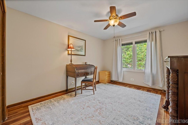 978 Merrimac Cir, Naperville, IL 60540 - home office featuring ceiling fan and wood finished floors