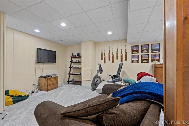 978 Merrimac Cir, Naperville, IL 60540 - carpeted living room featuring a drop ceiling and recessed lighting