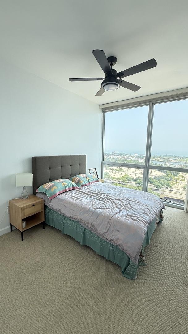 1841 S Calumet Ave Unit 2102, Chicago, IL 60616 - bedroom with carpet floors and a ceiling fan