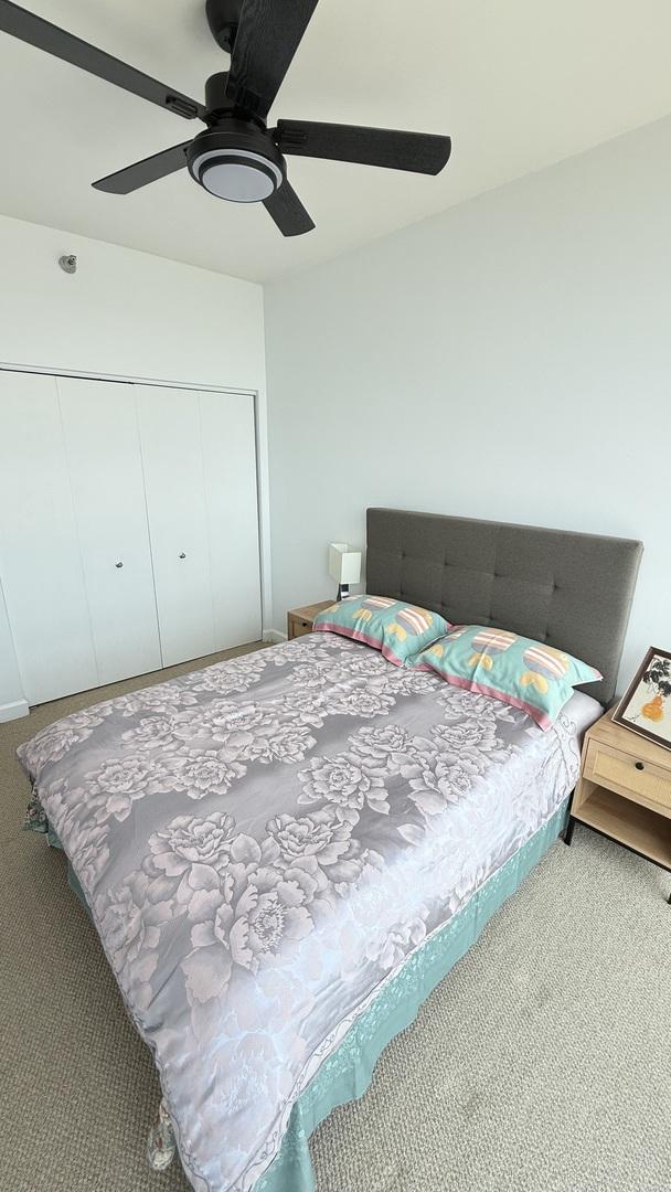 1841 S Calumet Ave Unit 2102, Chicago, IL 60616 - bedroom with carpet, a closet, and ceiling fan