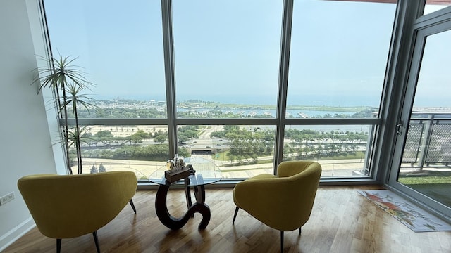 1841 S Calumet Ave Unit 2102, Chicago, IL 60616 - living area featuring healthy amount of natural light, wood finished floors, a view of city, and a water view