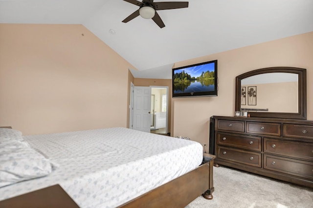 1850 Maureen Dr, Hoffman Estates, IL 60192 - bedroom featuring lofted ceiling, light carpet, and a ceiling fan
