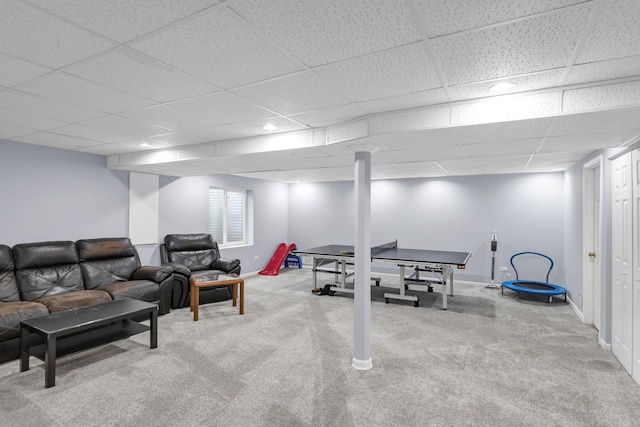 1850 Maureen Dr, Hoffman Estates, IL 60192 - carpeted living room with a paneled ceiling and recessed lighting