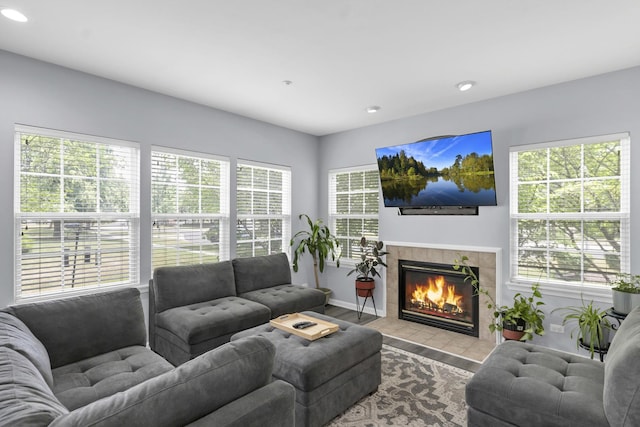 1850 Maureen Dr, Hoffman Estates, IL 60192 - living area with wood finished floors, a fireplace, and recessed lighting