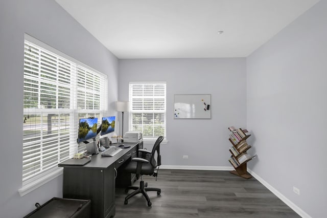 1850 Maureen Dr, Hoffman Estates, IL 60192 - home office with dark wood-style flooring and baseboards
