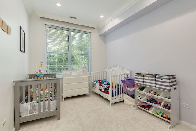 1825 N Winnebago Ave Unit 101, Chicago, IL 60647 - carpeted bedroom featuring crown molding