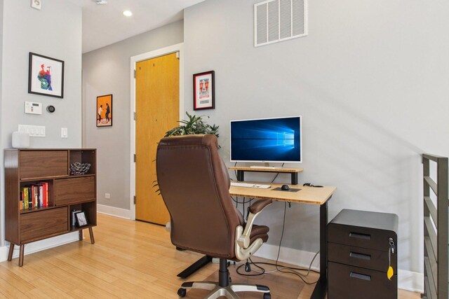 1529 W Chestnut St Unit 102, Chicago, IL 60642 - office area with light wood-type flooring and recessed lighting