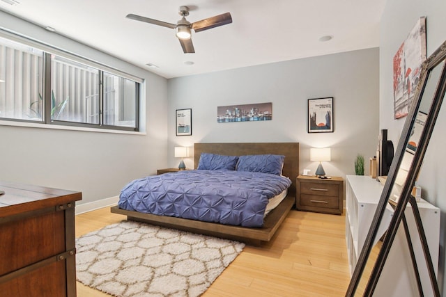 1529 W Chestnut St Unit 102, Chicago, IL 60642 - bedroom with light wood-style floors and ceiling fan