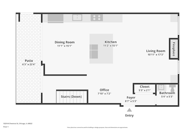 1529 W Chestnut St Unit 102, Chicago, IL 60642 - view of property floor plan
