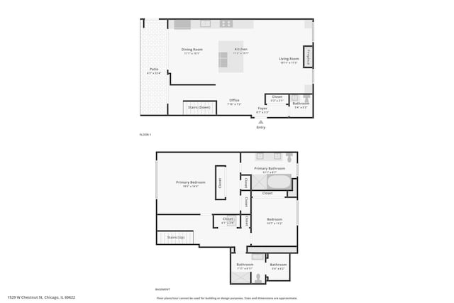 1529 W Chestnut St Unit 102, Chicago, IL 60642 - view of floor plan / room layout