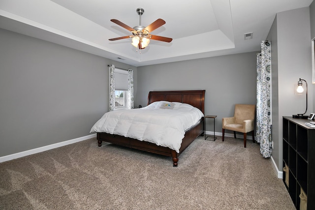 2225 Prairie Chase Dr, Bourbonnais, IL 60914 - bedroom with a raised ceiling, carpet, and a ceiling fan