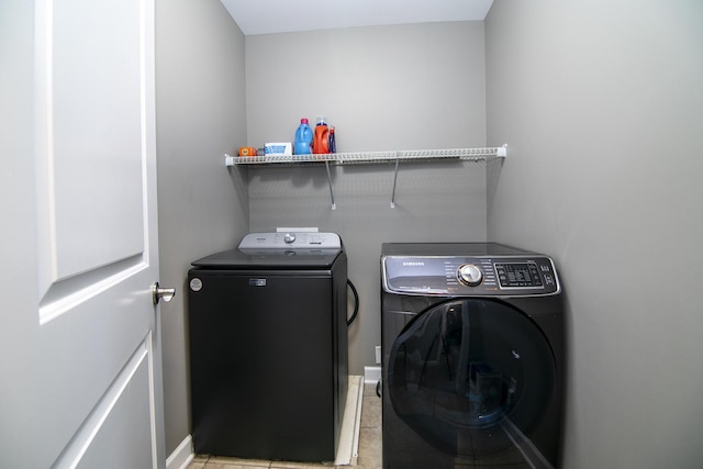 2225 Prairie Chase Dr, Bourbonnais, IL 60914 - washroom featuring washing machine and dryer and light tile patterned floors