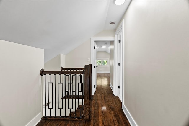 1706 S 9th Ave, Maywood, IL 60153 - hall with wood finished floors, an upstairs landing, and vaulted ceiling