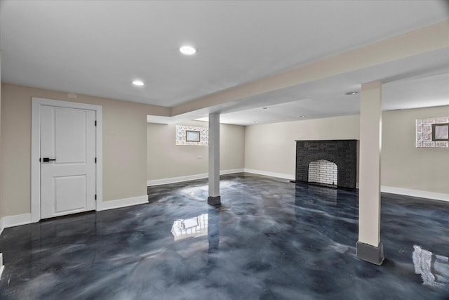 1706 S 9th Ave, Maywood, IL 60153 - basement featuring a fireplace and recessed lighting