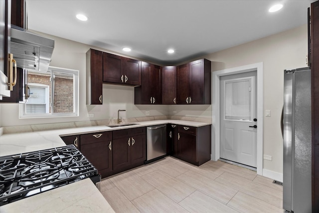 1706 S 9th Ave, Maywood, IL 60153 - kitchen with stainless steel appliances, dark brown cabinetry, and recessed lighting