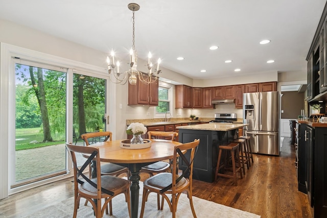 870 Georgetowne Ln, Barrington, IL 60010 - dining space featuring recessed lighting, dark wood finished floors, and a chandelier