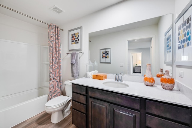 2893 Killarny Dr, Elgin, IL 60124 - bathroom with vanity, wood finished floors, and shower / bath combination with curtain
