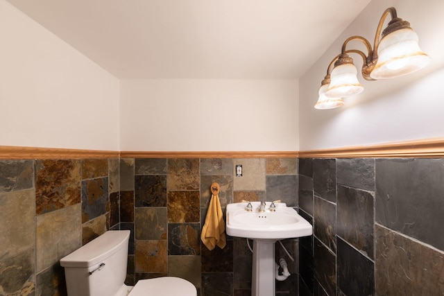 1090 Roselle Rd, Inverness, IL 60067 - half bath with tile walls and a wainscoted wall