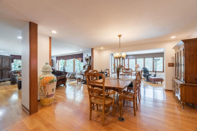 1090 Roselle Rd, Inverness, IL 60067 - dining space with light wood-type flooring, recessed lighting, and a chandelier