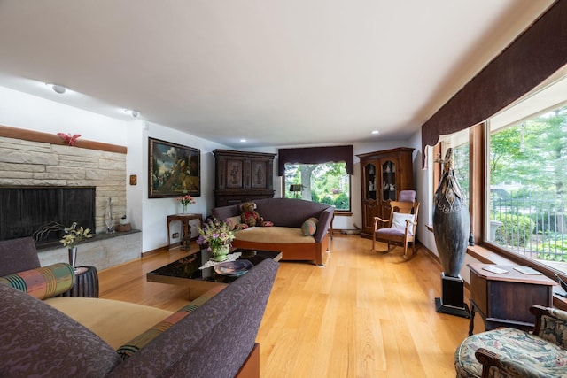 1090 Roselle Rd, Inverness, IL 60067 - living area featuring light wood-style floors and a fireplace