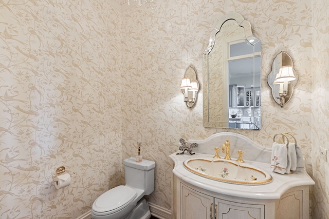 590 Merri Oaks Rd, Barrington Hills, IL 60010 - bathroom featuring wallpapered walls and vanity
