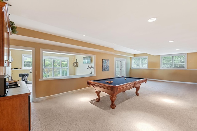 590 Merri Oaks Rd, Barrington Hills, IL 60010 - recreation room featuring billiards, carpet flooring, and recessed lighting