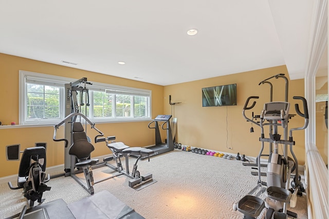 590 Merri Oaks Rd, Barrington Hills, IL 60010 - exercise room featuring carpet floors and recessed lighting