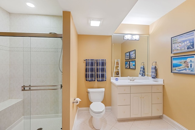 590 Merri Oaks Rd, Barrington Hills, IL 60010 - full bathroom featuring vanity, a stall shower, and tile patterned flooring