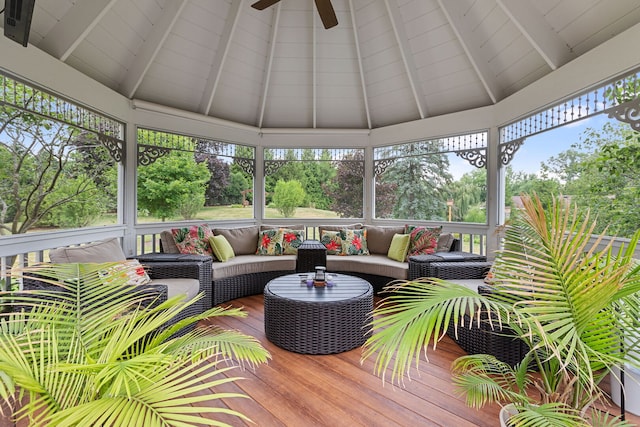 590 Merri Oaks Rd, Barrington Hills, IL 60010 - sunroom with outdoor lounge area and a ceiling fan