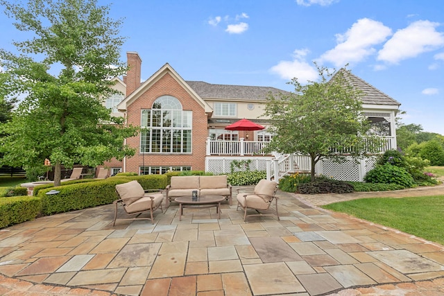 590 Merri Oaks Rd, Barrington Hills, IL 60010 - view of patio / terrace with an outdoor living space and stairs