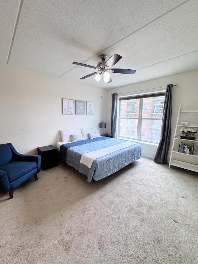 656 Pearson St Unit 512C, Des Plaines, IL 60016 - carpeted bedroom featuring a textured ceiling and ceiling fan