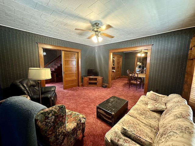 605 Washington St, Prophetstown, IL 61277 - carpeted living area with ceiling fan