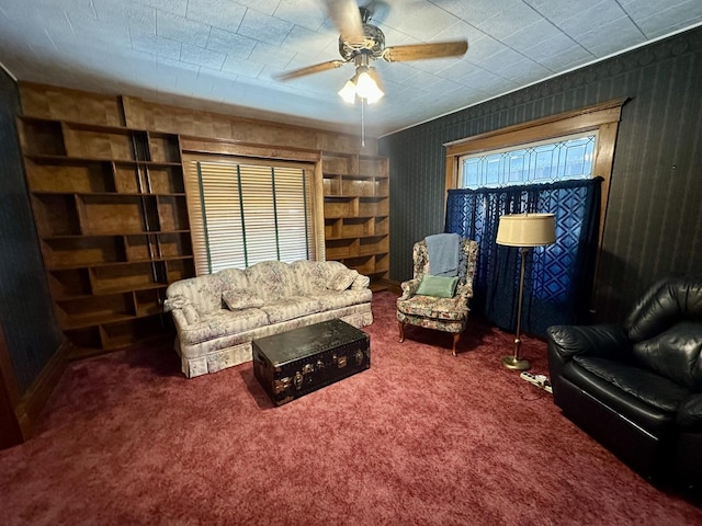 605 Washington St, Prophetstown, IL 61277 - carpeted living area featuring ceiling fan