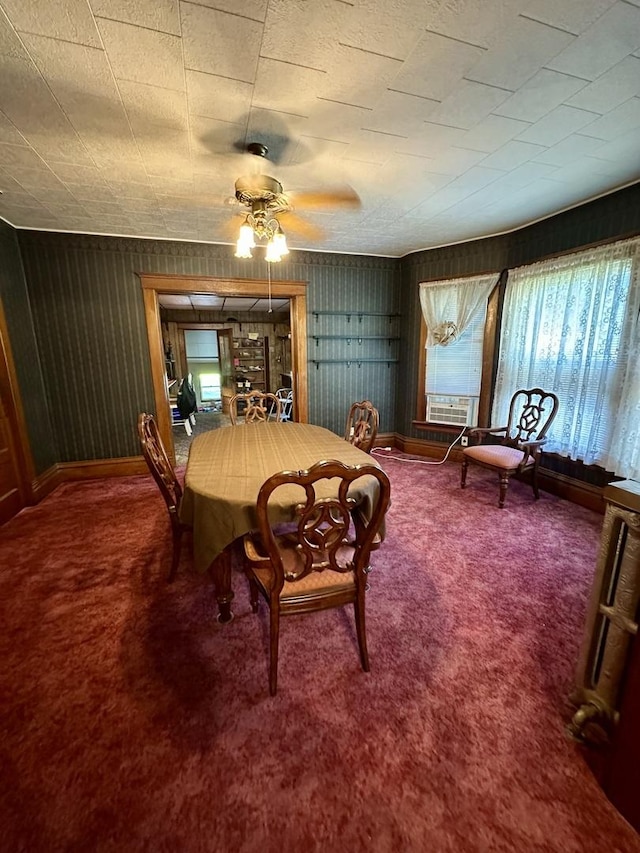 605 Washington St, Prophetstown, IL 61277 - dining area featuring carpet flooring and ceiling fan