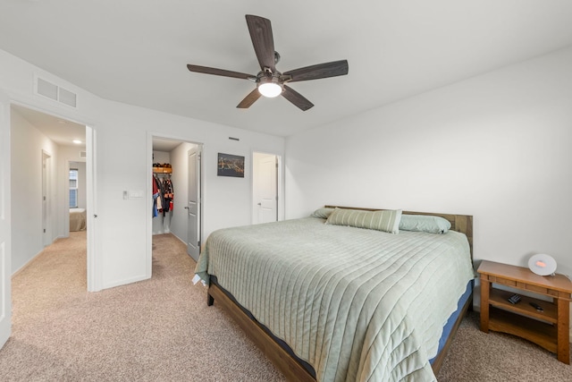 846 Briar Glen Ct, Hampshire, IL 60140 - bedroom featuring carpet flooring, a spacious closet, and ceiling fan