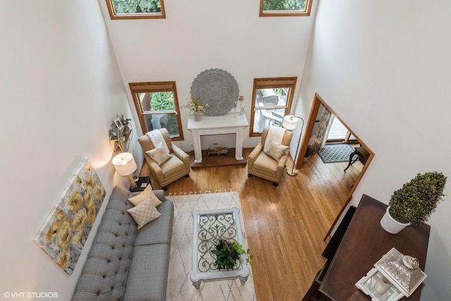 202 Woodboro Dr, West Chicago, IL 60185 - living room with a high ceiling, plenty of natural light, and wood finished floors
