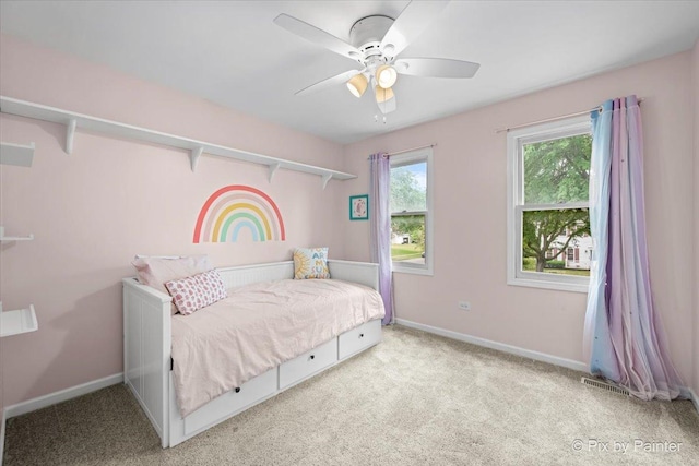 218 Foxmoor Rd, Fox River Grove, IL 60021 - carpeted bedroom featuring baseboards and a ceiling fan