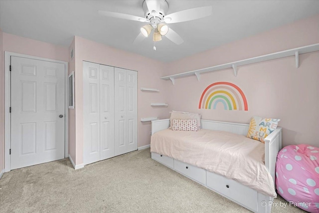 218 Foxmoor Rd, Fox River Grove, IL 60021 - bedroom with carpet, a closet, and a ceiling fan