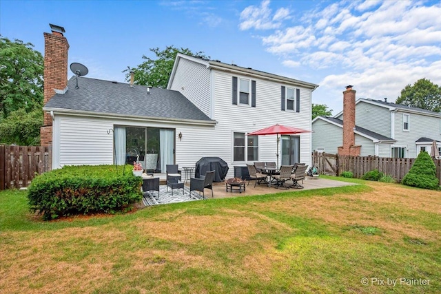 218 Foxmoor Rd, Fox River Grove, IL 60021 - back of house with a patio area, a chimney, and roof with shingles