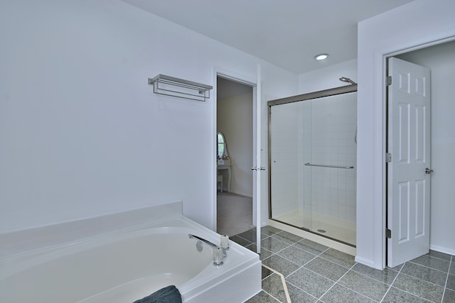 2020 Medinah Cir, Elgin, IL 60123 - full bathroom featuring a stall shower, a bath, tile patterned flooring, and recessed lighting
